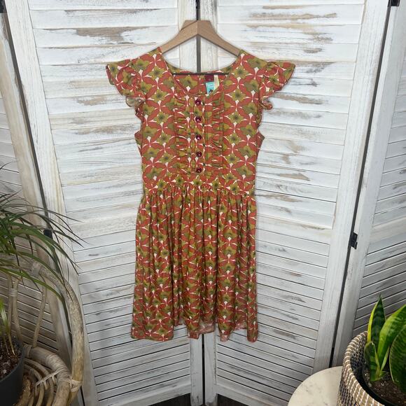 MATILDA JANE Women's Character Counts Orange Floral Mini Dress Small Retro Boho - Picture 15 of 15